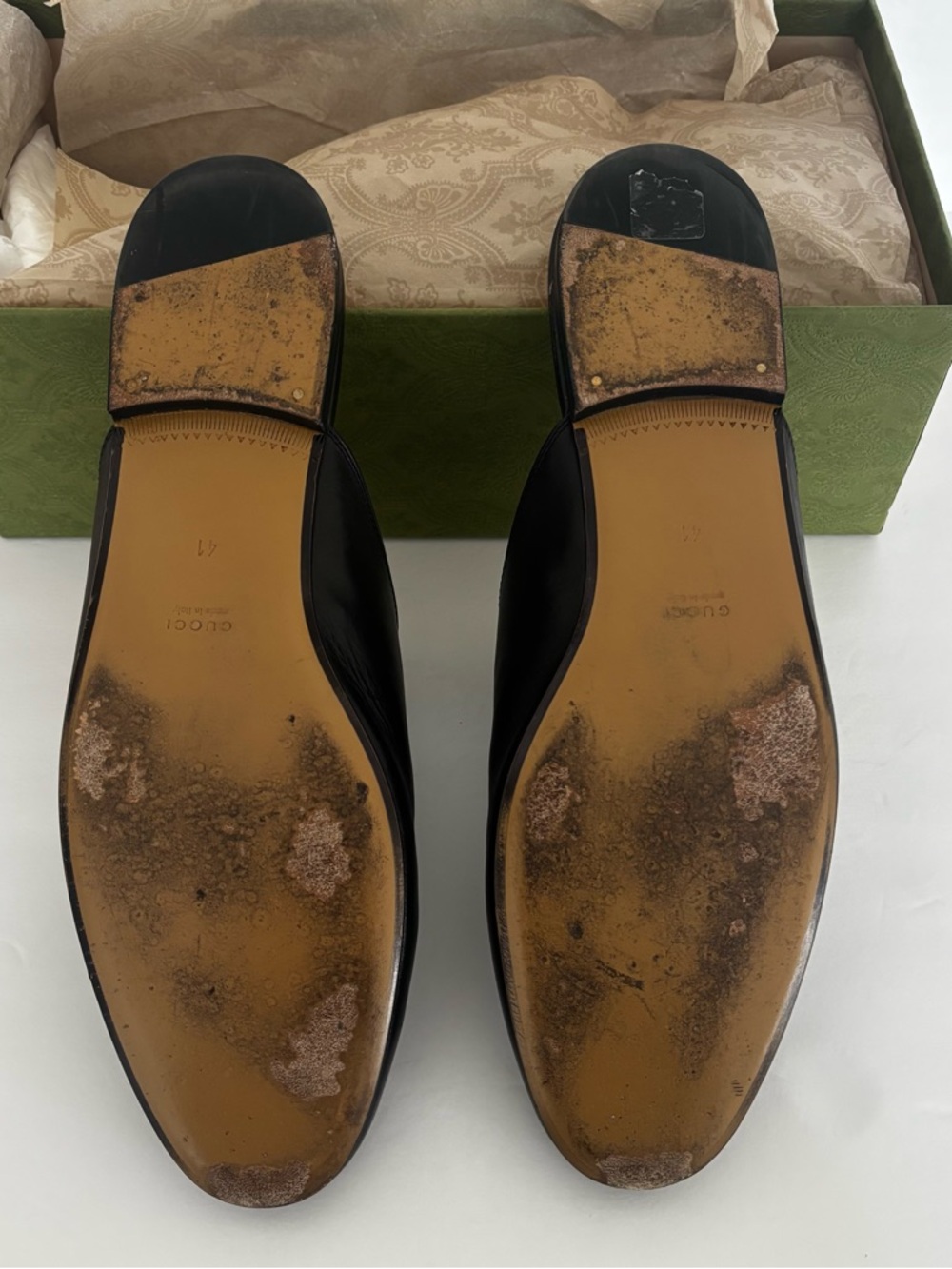 Gucci Black Leather Slip-On Loafers with Gold Horsebit - Complete Box Set - Picture 6 of 10
